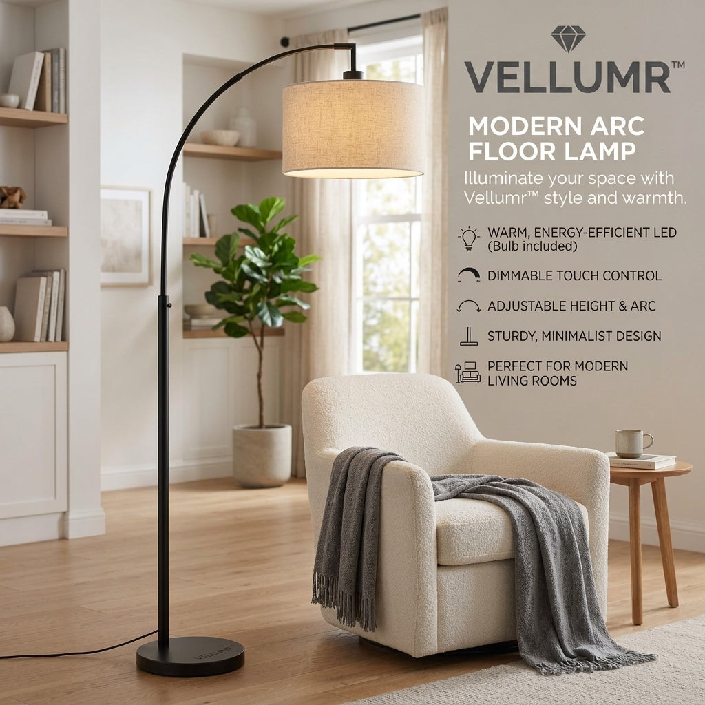 VELLUMR™ CrescentGlow Adjustable Arc Floor Lamp