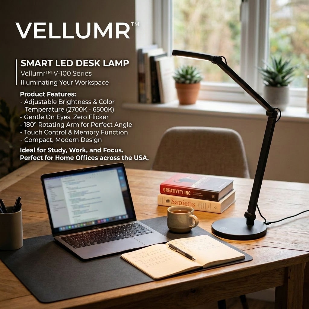 VELLUMR™ LuminaArc K-100 Smart LED Desk Lamp